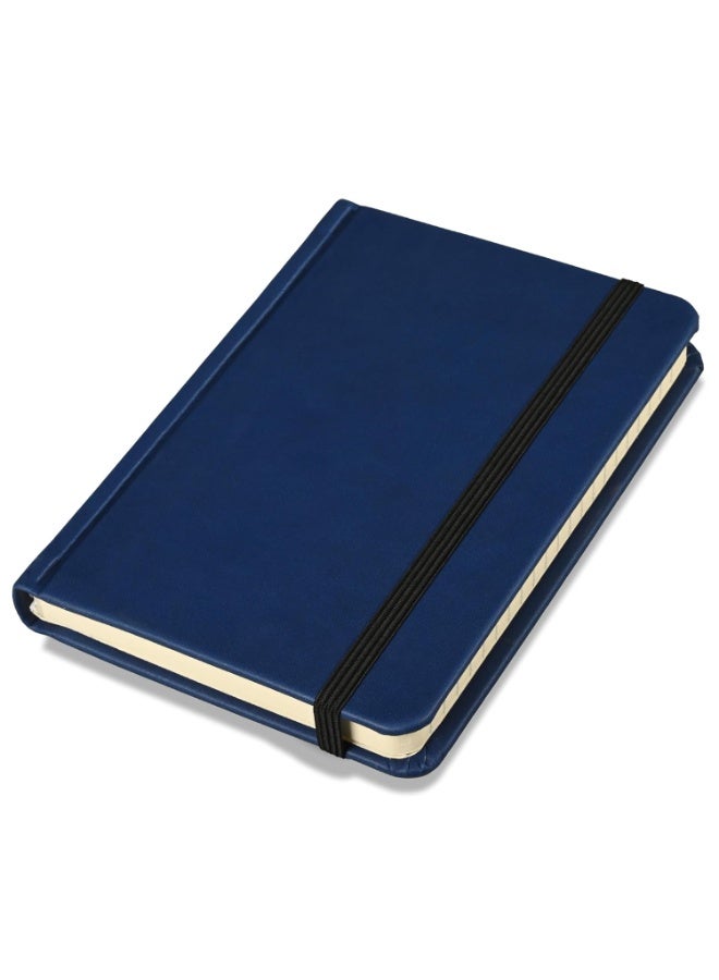 FIS® Hard Cover Notebook, Italian PU Materials, A6 Size(105x148mm),240 Pages,Single Line Ruling, Round Corners with Elastic Band Closure,70gsm Italian Ivory Paper,1 Piece, Blue Cover Color-FSNBSL1605 - Image 1